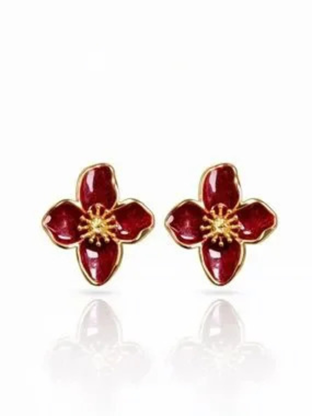 Gold-Tone Purple Flower Stud Earrings